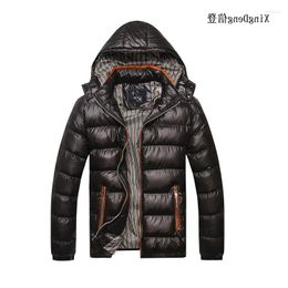 Men's Jackets Winter Fashion Warm Men Hat Detachable Top Coat Cotton Outwear Coats Hooded Collar Slim Clothes Thick Parkas