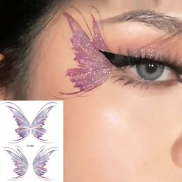 Shiny Butterfly Tattoo Sticker Waterproof Temporary Eyes Face Hand Chest Body Art Fake Tattoos Women Makeup Cosmetic Decals