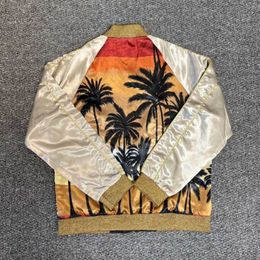 Luxury silk jacket womens coconut tree cardigan coat fashion zipper varsity jackets brand designer Sportswear high version lovers Baseball uniform