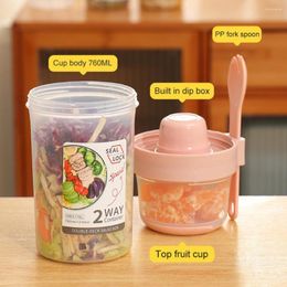 Storage Bottles With Spoon Transparent Sealed Jar Dinnerware Lunch Box Kitchen Tableware Portable Creative Breakfast Cups Yogurt Cup