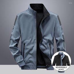 Men's Jackets 2023Men's Reversible Jacket Trend Polyester Casual Baseball Uniform Spring And Autumn Clothes Male Double Sided Zipper Coats