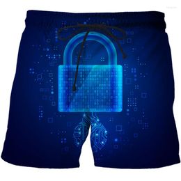 Men's Shorts Fashion Beach Pants 3D Printed Summer Data Trend Pattern Manly Breathable Sports