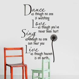 Wall Stickers Dance As Though No One Is Watching Love Quote Decals Zooyoo2008 Removable Pvc Home Decor Bedroom Diy