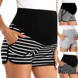 Women's Shorts Summer Stripe Maternity Belly Short Pants Pregnant Women Pregnancy Trousers Adjustable Clothes Korean Style