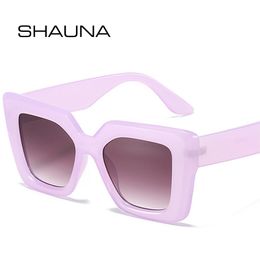 SHAUNA Fashion Oversized Square Sunglasses Women Jelly Blue Purple Eyewear Shades UV400 Men Trending Sun Glasses