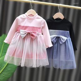 Girl Dresses Children 2023 Autumn Long Sleeve Toddler Girls Clothing Baby Mesh Princess Dress For Kids 1-2-3-4 Years