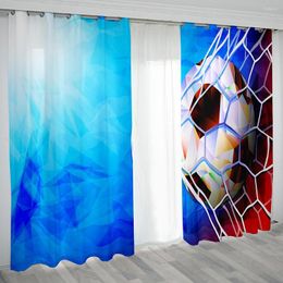 Curtain 3D Print Colourful Cool Soccer Ball Football Sport Thin Semi Shading Blackout For Kid Childern Bedroom Living Room Decor