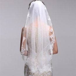 New High Quality Simple Lace Applique Edge 1T With Comb Lvory White Elbow Wedding Veil Bridal Veils2929