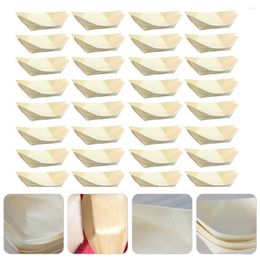 Dinnerware Sets 50 Pcs Cake Pan Condiment Serving Tray Appetizer Wood Plastic Dishes Disposable