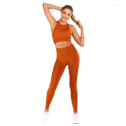 Active Sets 2023 High Waist Seamless Textured Yoga Fitness Leggings Training Running Moisture-Wicking Sweat Suit Set