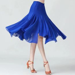 Stage Wear Elegant Mesh Mid-Long Latin Dance Skirt For Women Style Comfory Soft Ballroom Waltz Dancewear