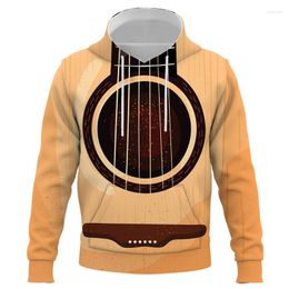 Men's Hoodies Est Funny Guitar Art 3D Print Unisex Hooded Sweatshirts Fashion Hip Hop StreetWear Autumn/winter Long Sleeve Pullover