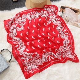 Scarves YOUHAN 2023 Fashion Women Silk Scarf Flower Animal Print Square Spring Summer Lady Scraves 5 Colours Head 70 70cm