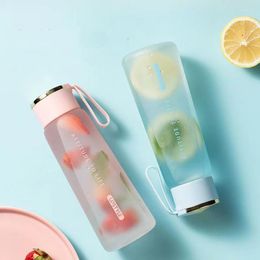 Water Bottles 450ml Small Daisy Transparent Plastic BPA Free Creative Frosted Bottle With Portable Rope Travel Tea Cup