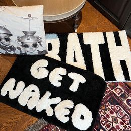 Carpet High qualityTufting Funny Letters Bathmat Bathroom Mat Soft Rug Fluffy Bedroom Floor Safety Pad Aesthetic Home Room Decor 230721