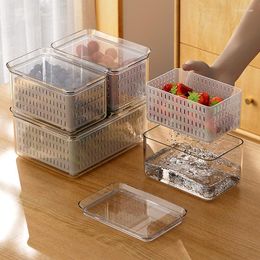 Storage Bottles Refrigerator Drain Box Kitchen Food Fruit And Vegetable Preservation Basket Double