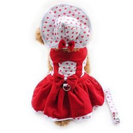 Armi store Heart Shape Dog Dresses Fashion Dogs Princess 6071080 Pet Clothing Supplies Hat Panties Leash 1 set LJ200923243W