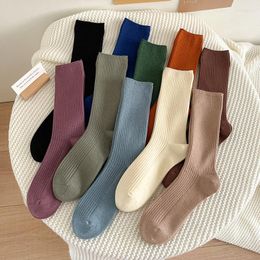 Women Socks Winter Casual Fashion Warm Long For Ladies Knitting Breathable Solid Colour Crew School Girls Cute