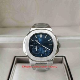 Items Mens Watch Classic 40 5mm Nautilus 5712 1A-001 Blue Dial Power Reserve Sapphire Glass Watches Transparent Mechanical Aut298A
