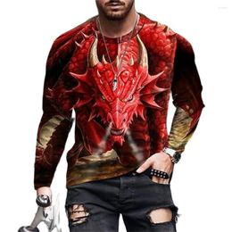 Men's T Shirts Autumn T-shirts 3d Animal Printed O Neck Long Sleeve Tops Casual Street Vintage Shirt Oversized Tee Men Clothing