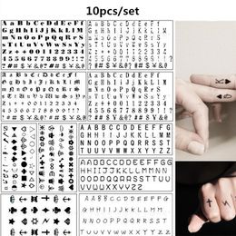 10pcs/set Tatuajes Temporales Words Letters Alphabet Heart Small Temporary Tattoos Sticker Hands Arm Leg Faux Tatouage Women Men