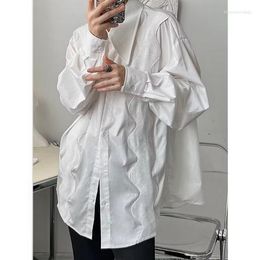 Women's Blouses SuperAen Heavy Industry Embroidered White Long-sleeved Shirt Loose Cotton Long Sleeve Shirts