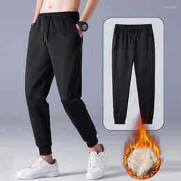 Men's Pants Men Fleece Warm Cargo Plus Size Loose Print Plush Thermal Dstring Trousers 2023 Autumn Winter Sports Outwear Sweatpants