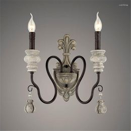 Wall Lamps American Candlestick Retro Mediterranean French Mirror Headlight Sconce Lights Bedside Aisle Corridor Fixtures