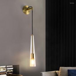 Wall Lamp Nordic Led Glass Lampshade Long Line Sconce Bedside Lighting Indoor Gold Modern Fixture Mirror Aisle Stair Decor Light