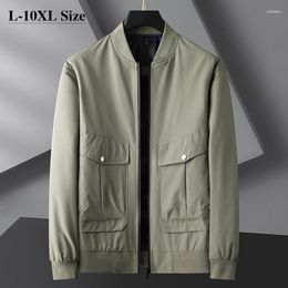 Men's Jackets Plus Size Autumn Fashion Baseball Jacket Baggy Casual Solid Colour Coats Daily Clothes Male Green Black 7XL 8XL 9XL 10XL