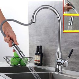 Kitchen Faucets Pull Out Sink Faucet Deck Mounted Stream Sprayer Mixer Chrome/Black Bathroom Cold Tap