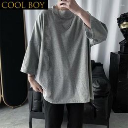 Men's T Shirts E BOY Short Sleeve T-shirts Men Vintage Couples Ins Tops Solid Loose All-match Teenagers Fashion Korean Style Chic