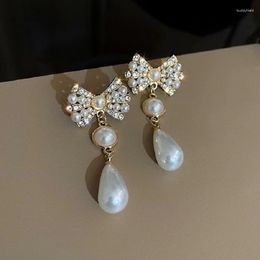 Dangle Earrings Lovelink Design Geometric Bow For Women Fashion Baroque Imitation Pearl Tassel Earring Girl Party Jewelry