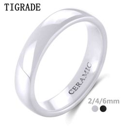 Tigrade 2/4/6mm White Ceramic Ring Black Wedding Engagement Band Men Women Rings Minimalist Fashion Special Anillos Gentle