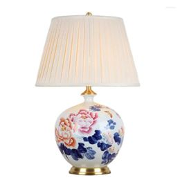 Table Lamps Chinese Classic Porcelain Flowers Lamp Bed Room Foyer Elegant Peony Ceramic Desk Reading Light 190168