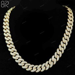 Selling 16mm Gold Plated Moissanite Cuban Chain Real Gold Gra Certified Round Brilliant Cut 925 Silver Fine Necklace Jewellery