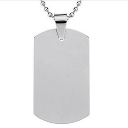 DHL Blank Engravable Stainless Steel Dog Tag Military Shape Men Pendant for boys Customised 100 pcs lot Whole3383