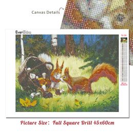 Sculptures Evershine 5d Diamond Painting Animals Squirrel Diamond Embroidery Full Square Diamond Mosaic Cross Landscape Home Decor