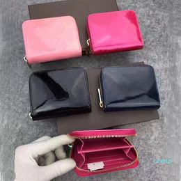 Whole Patent leather short wallet Fashion high quality shinny leather card holder coin purse women wallet classic zipper pocke321J