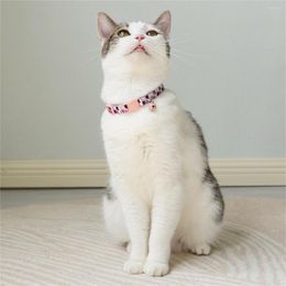 Dog Collars Fashion Pet Cat Collar Colourful Pattern Cute Bell Adjustable For Cats Kitten DIY Accessories