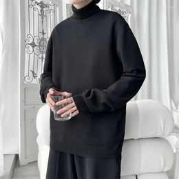Men's Sweaters 2023 Men Turtleneck Black White Knitted Top Pullover Solid Oversized Warm Clothing Pull Homme Plus Size Casual
