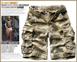 Men's Shorts 2023 New Summer Multi-pocket Camouflage Mens Shorts Casual Loose Camo Knee-length Mens Cargo Shorts With Belt S-3XL L230719