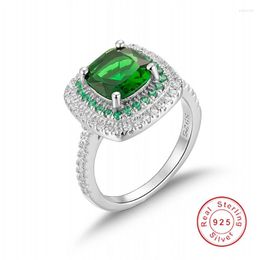 Cluster Rings 6 Style Real 925 Sterling Silver Finger Jewellery Eternal Natural Green Gemstone Wedding Engagement Ring For Women