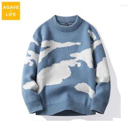 Men's Sweaters Fashion Striped Print Knit Sweater Young Male O-neck Long Sleeve Top Men Autumn Winter Loose Pullover
