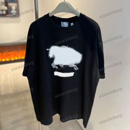 xinxinbuy Men designer Tee t shirt 23ss Paris Horse embroidery short sleeve cotton women white black S-XL