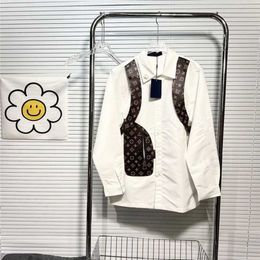 Spring and autumn men's lapel print splicing casual shirt coat, printed splicing casual fashion, nylon fabric soft wrinkle resistance does not shrink.