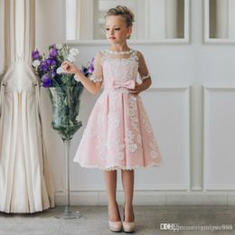 Arrival Children Skirt White Lace Princess Flower Girl Dresses lace appliques communion dresses girls pageant dresses307h