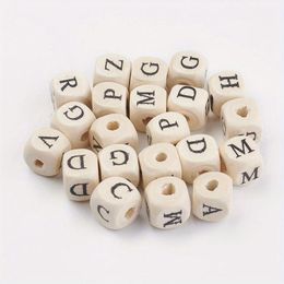 Letter Loose Wooden Beads 8mm Random 2000pcs Random Natural Cube Alphabets Wood Beads Square Wood Beads for DIY Crafts Jeweley Making