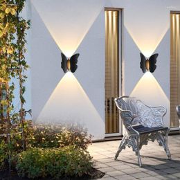 Wall Lamp 6W Black Gold Up And Down Luminous Outdoor Courtyard Garden Living Room Aisle Staircase Background Led Butterfly