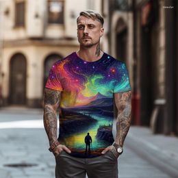 Men's T Shirts 3D Colorful Printed Graphic Round Neck -shirts Summer Fashion Casual Top High -quality Harajuku Oversized -shirt